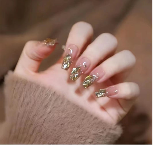 【Brilliant platinum】Sweet, cute and gentle series of nail art.New Year Gifts.