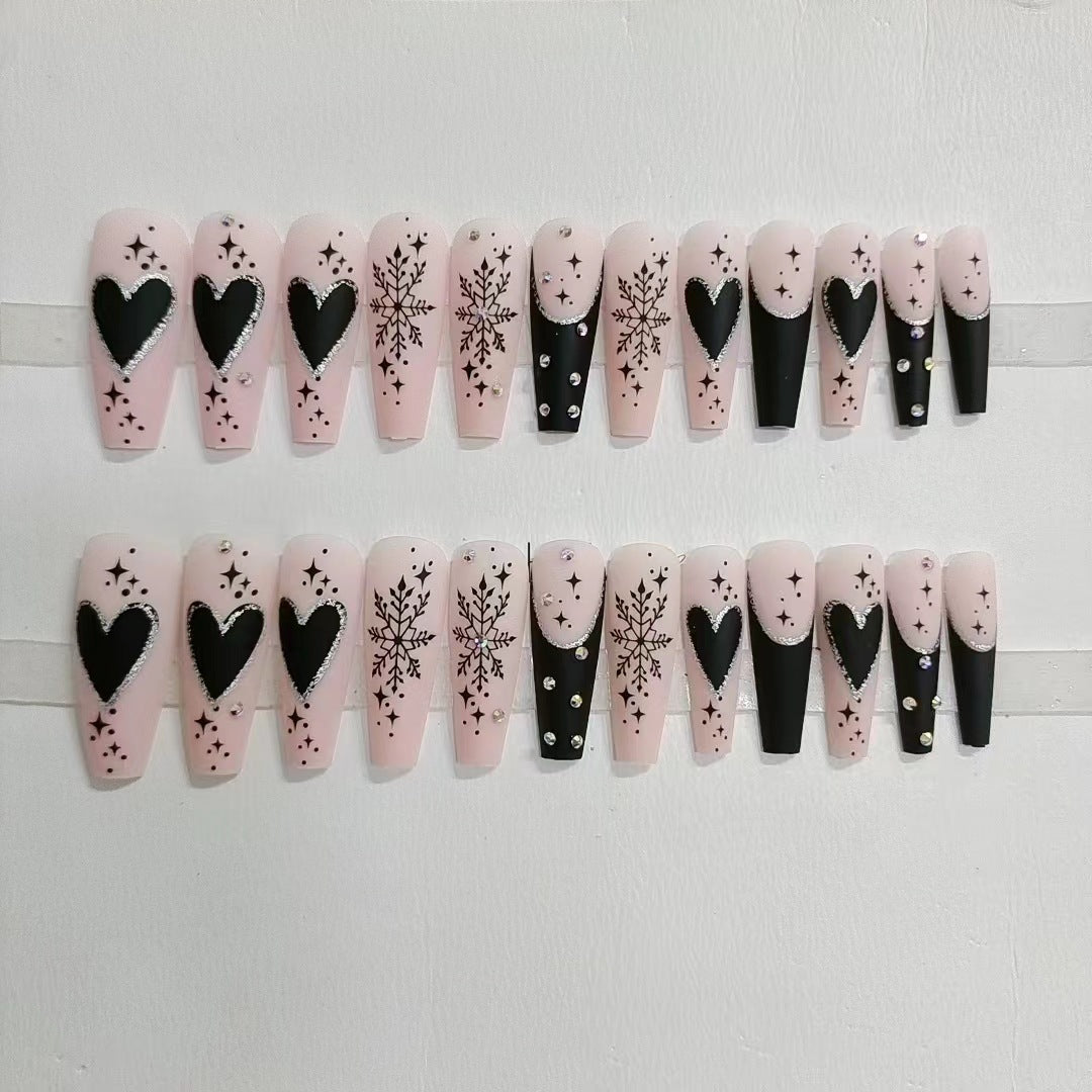 【Black French Love Song】Sweet, cute and gentle series of nail art.New Year Gifts.