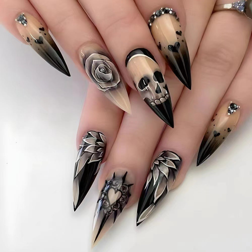 【Halloween Skull】Gothic Nail Art Nails Gothic manicure.New Year Gifts.