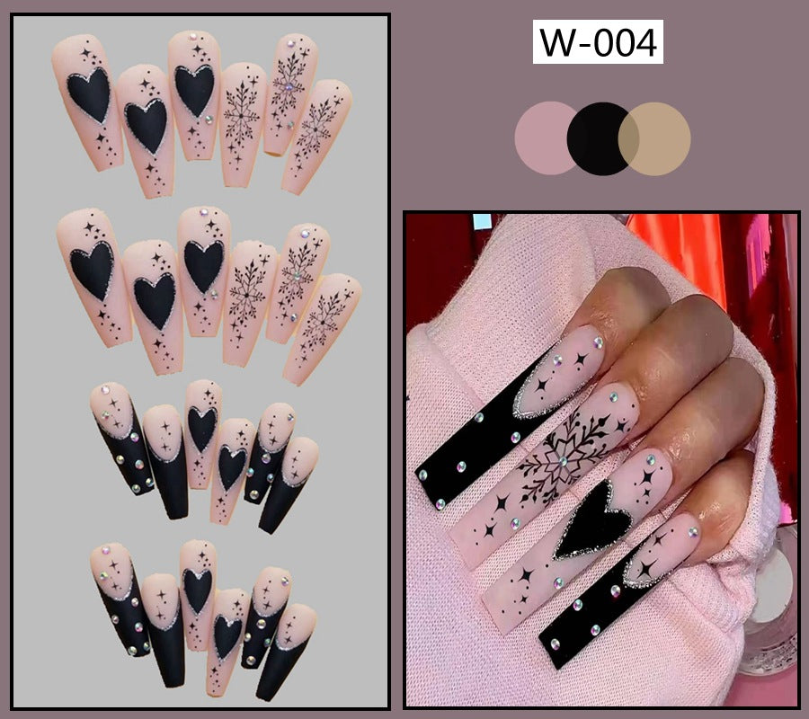 【Black French Love Song】Sweet, cute and gentle series of nail art.New Year Gifts.