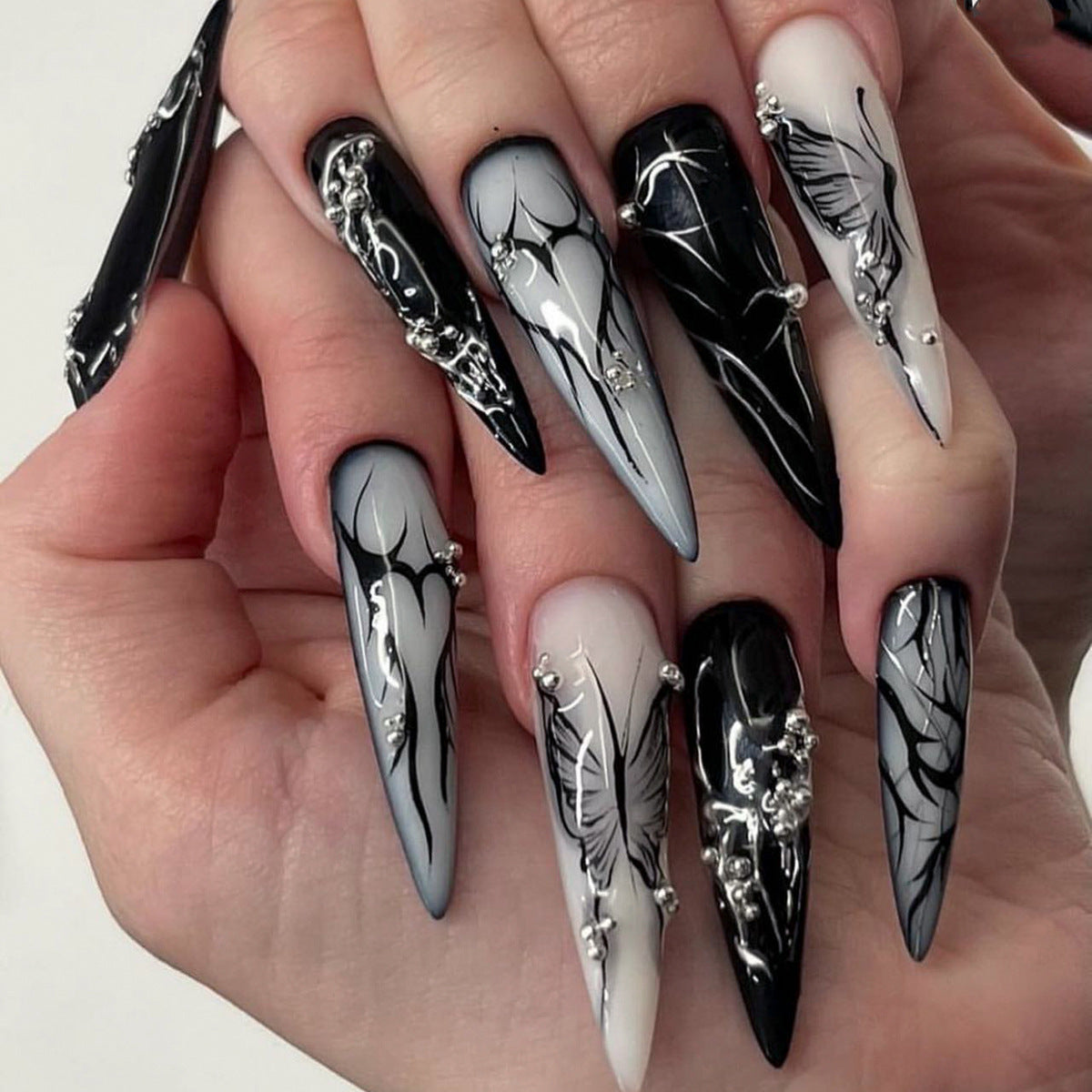 【Night Butterfly】Gothic Nail Art Nails Gothic manicure.New Year Gifts.