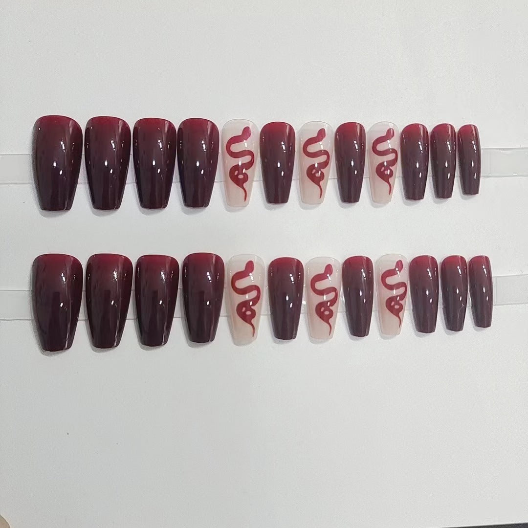 【Charming Red Snake】Sexy Nail Art Sexy and charming hot red manicure.New Year Gifts.