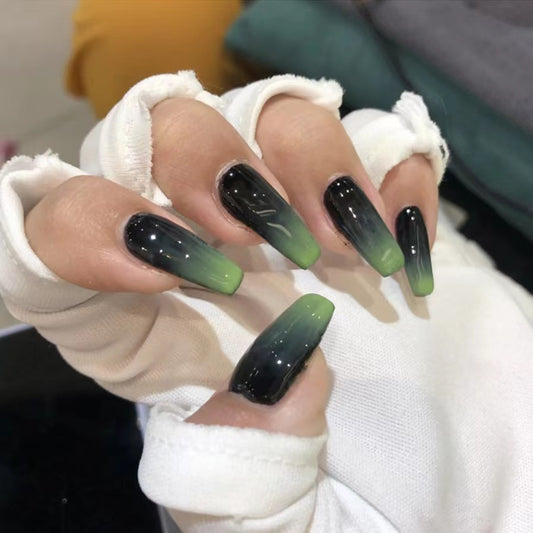 【Black and green gradient】Cool and Spicy Manicure Cool style nail art.New Year Gifts.