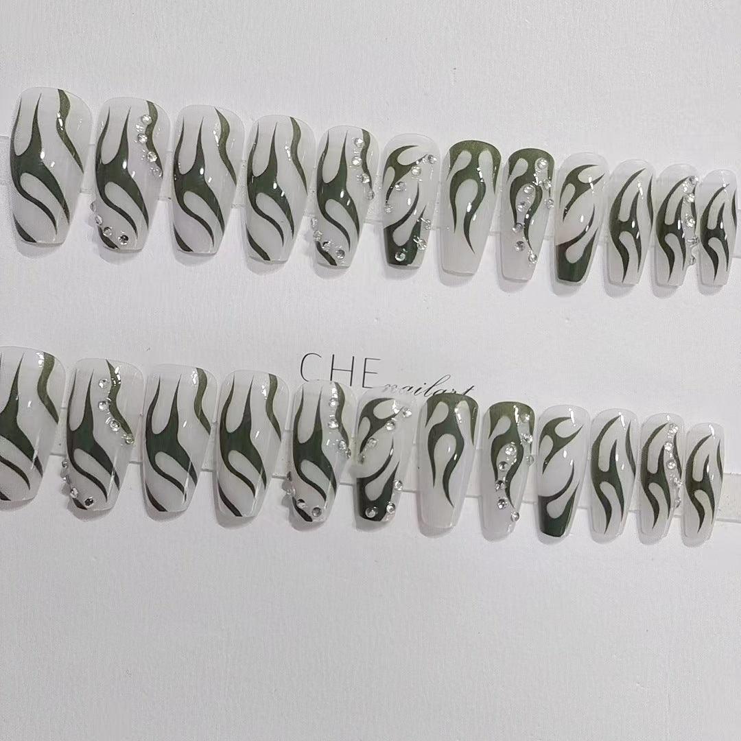 【Green flame】Cool and Spicy Manicure Cool style nail art.New Year Gifts.