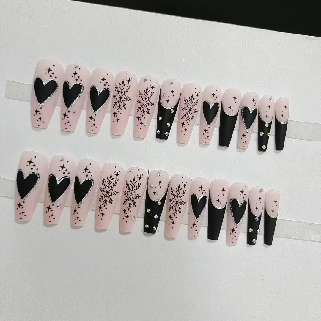 【Black French Love Song】Sweet, cute and gentle series of nail art.New Year Gifts.