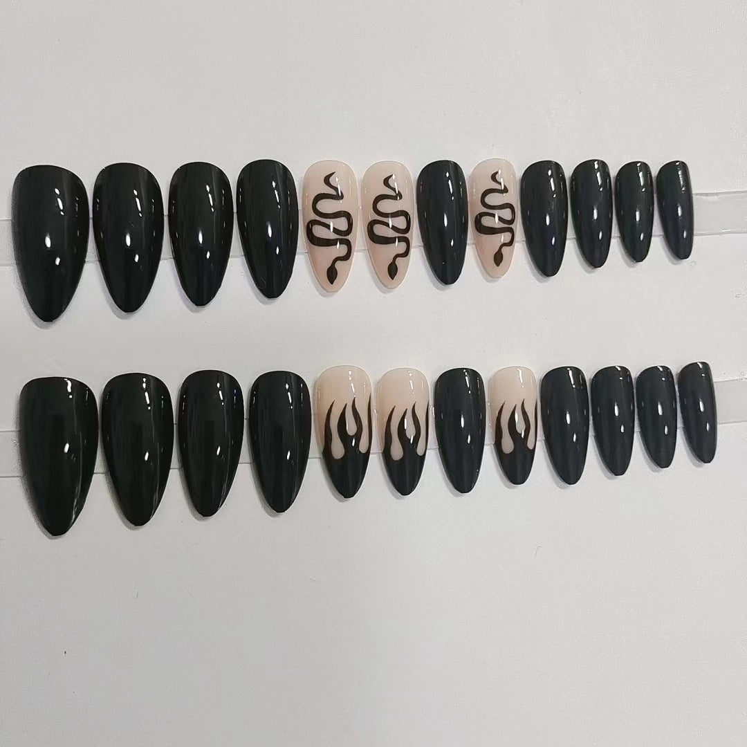 【Flame Black Snake】Cool and Spicy Manicure Cool style nail art.New Year Gifts.