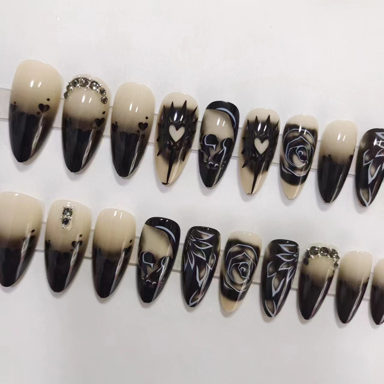 【Halloween Skull】Gothic Nail Art Nails Gothic manicure.New Year Gifts.